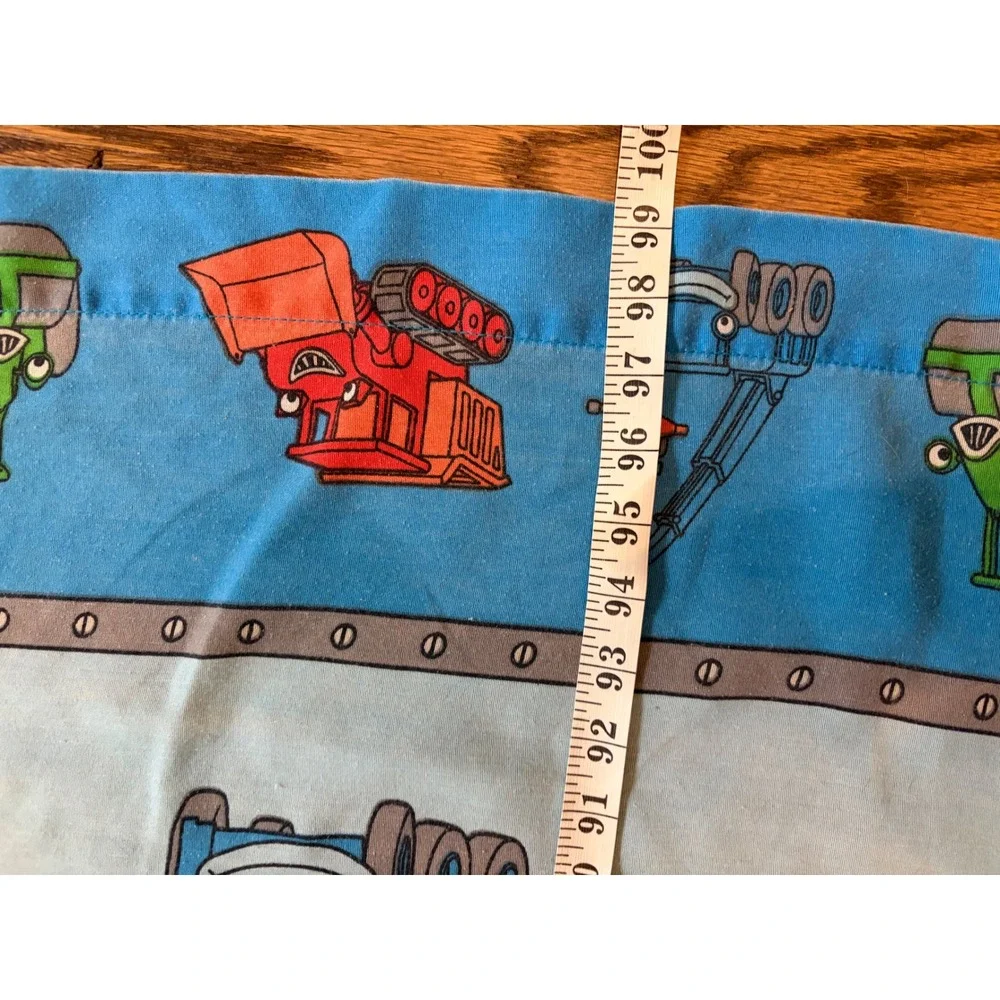 Vintage Bob the Builder Twin Flat Sheet 61x99 Construction Trucks Blue Bedding